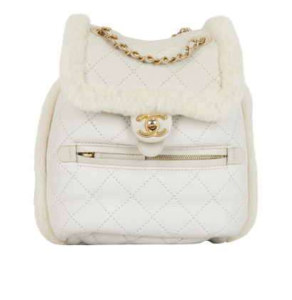 CC Backpack, &pound;3,900, Handbags, White, Leather/Shearling, Front view